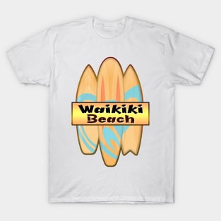 Surf Waikiki Beach Hawaii Surfing Surfboard Shaka Hang Loose T-Shirt